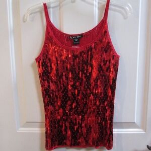 new RUBY CHO Red Sequins sexy blouse GREAT FOR CHRISTMAS Sz M